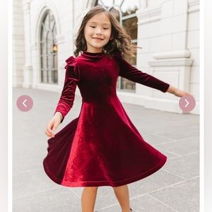 Ivy City Co girls maroon velvet dress